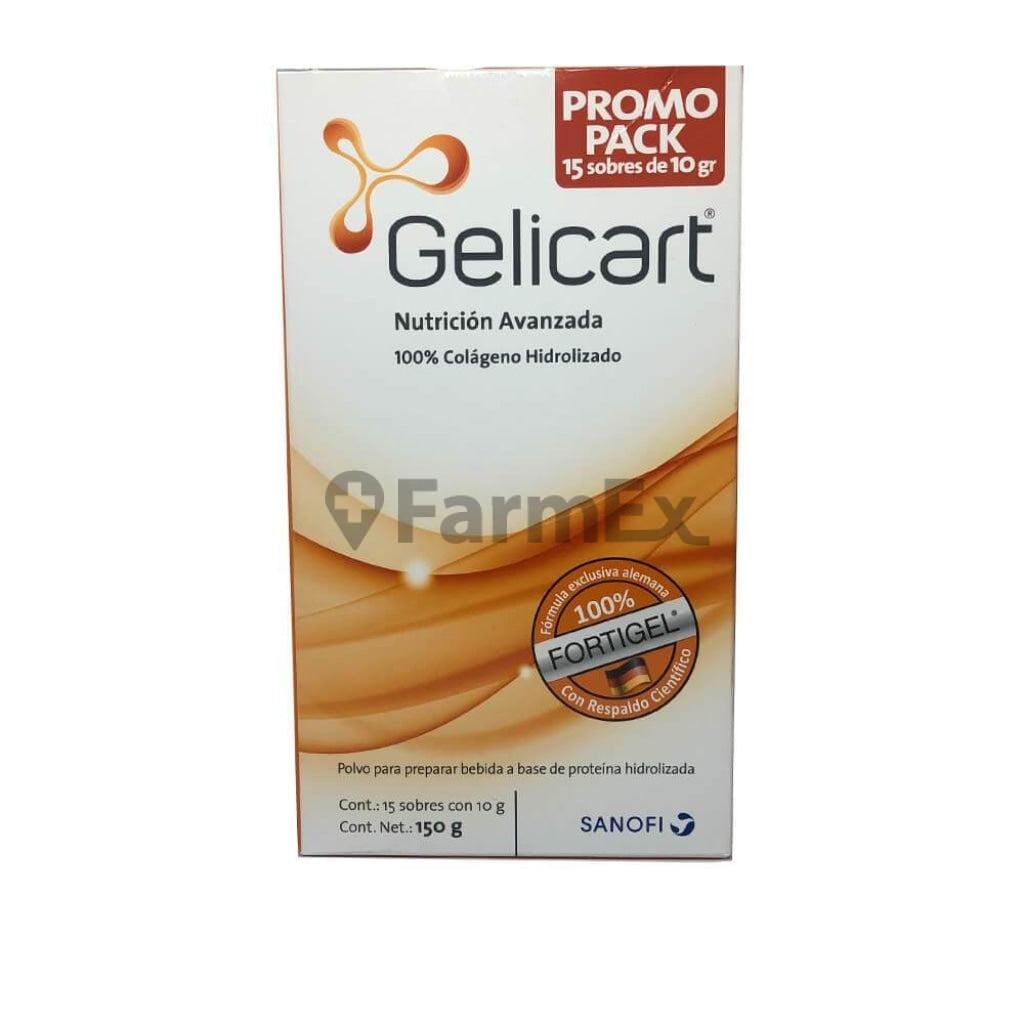 Gelicart Colágeno Hidrolizado 10 g x 15 sobres Farmex-MiaHealth-Persistente
